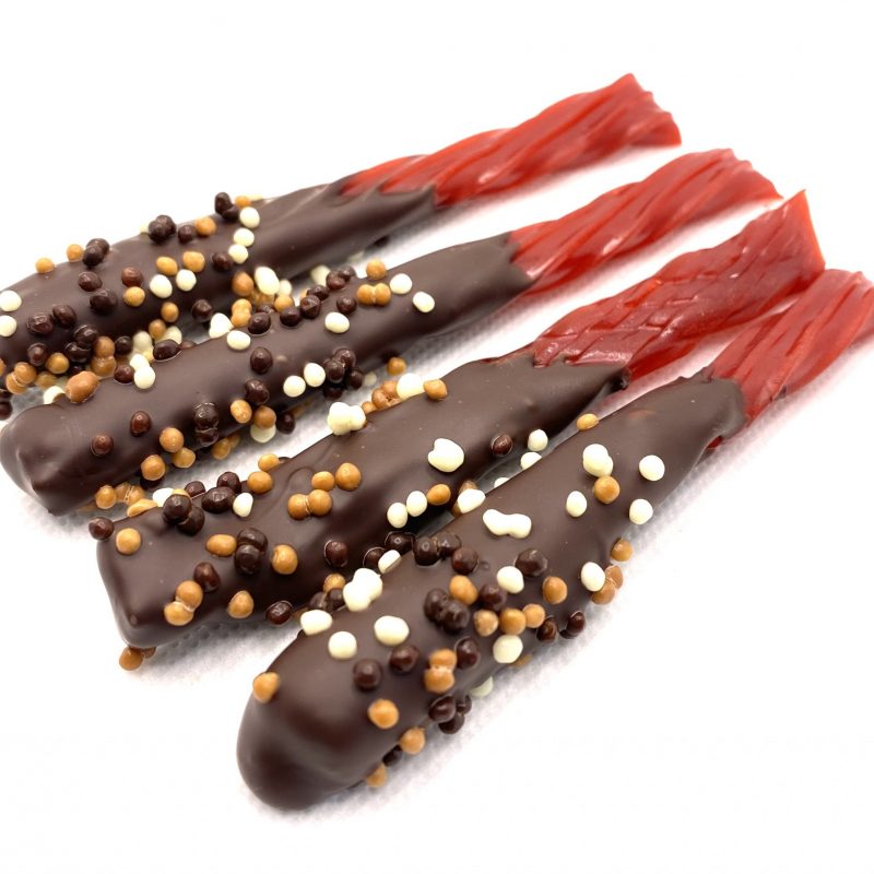 Chocolate Dipped Twizzlers (Red) in Dark Chocolate - 10 pc bag