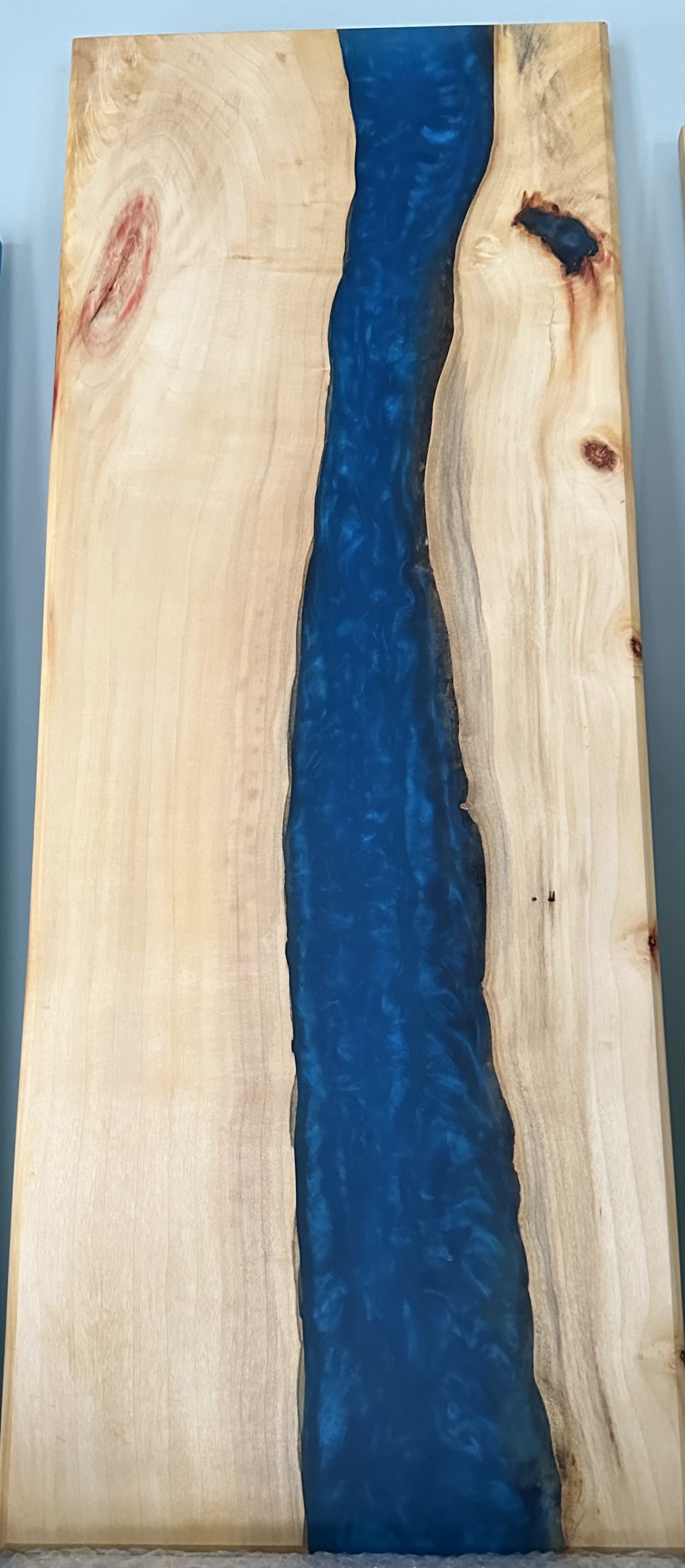 Charcuterie Board 24"x9" - Live Edge with Blue Epoxy