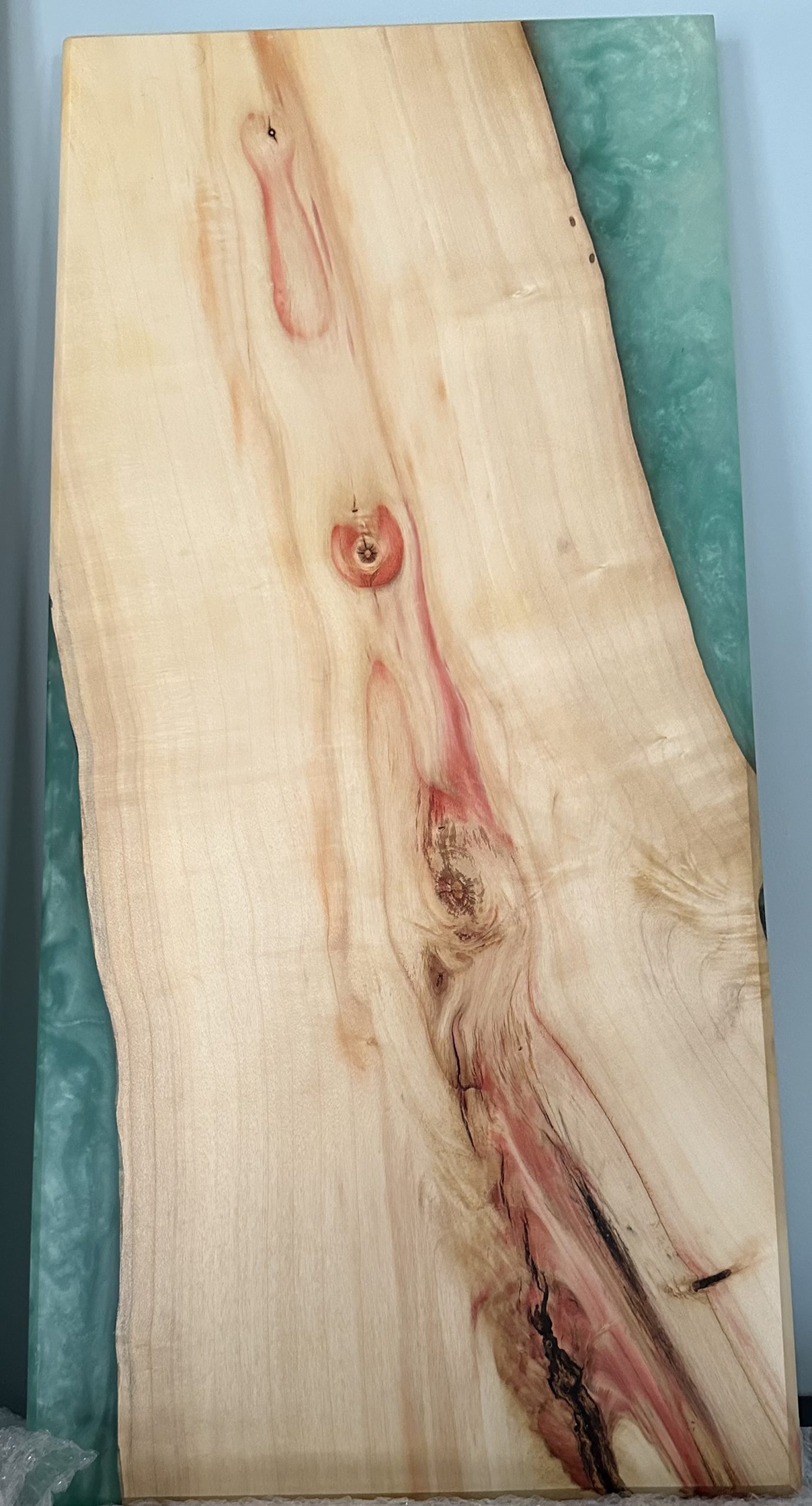 Charcuterie Board 22"x10" - Live Edge with Aquamarine Epoxy