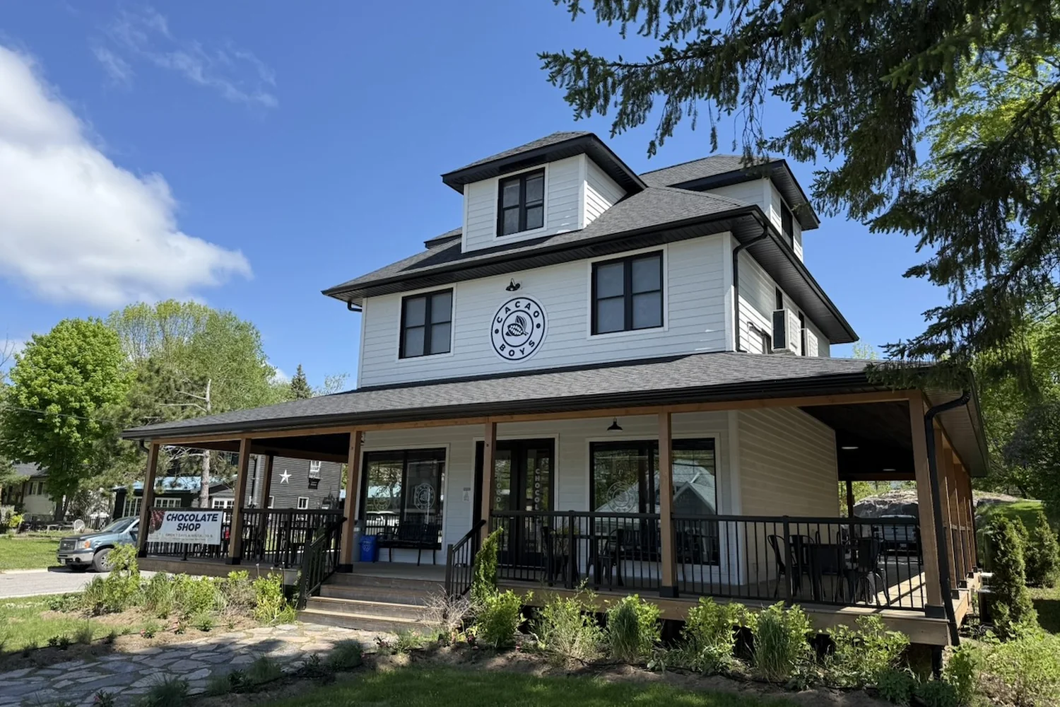 The Cacao Boys chocolate shop building in Bala, Muskoka
